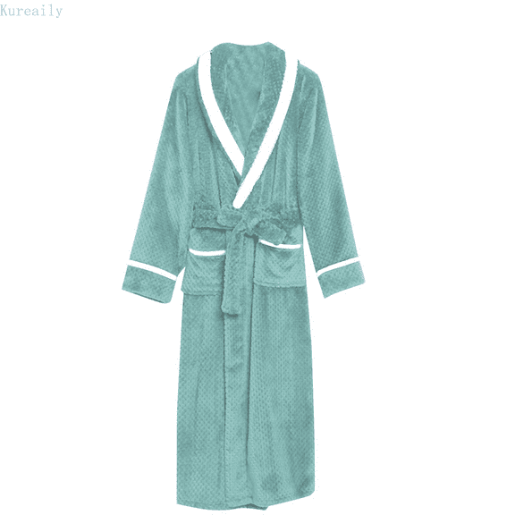 Kureaily Men's Extra Long And Thick Flannel Couples' Bathrobe Plus Size Sleepwear Mens Pajamas Set Shorts