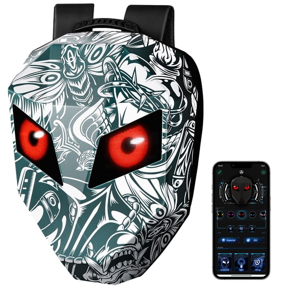 Gelrova LED Motorcycle Backpack, Hard Shell DIY Waterproof, Large 19 Inch, Suitable for Adults