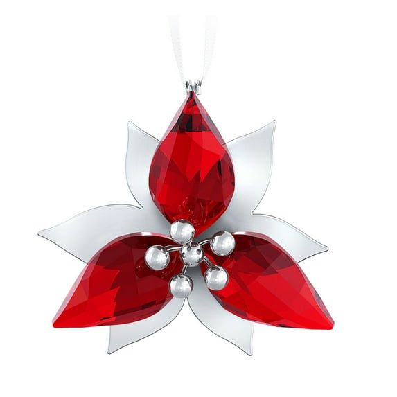 Swarovski Crystal Christmas Ornament POINSETTIA Silver Tone #5064278