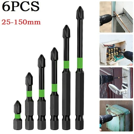 

6PCS PH2 Magnetic Batch Head Cross Screwdriver Hardness Drill Bit Impact Screw
