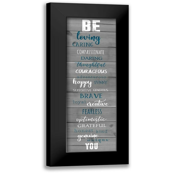 CAD Designs 7x14 Black Modern Framed Museum Art Print Titled - Be Loving