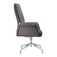 thumbnail image 4 of LeisureMod Summit Mid-Century Modern Office Chair in Faux Leather and Aluminum Frame with Adjustable Height and Swivel (Grey), 4 of 5