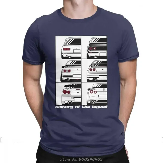 Camiseta de manga corta con la historia del Skyline GTR para hombre, coches, motores, Japón, JDM, Datsun, algodón, talla grande, ropa urbana.
