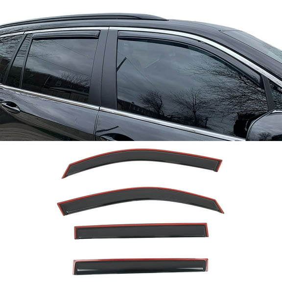 Ikon Motorsports In-Channel Window Visors Fits 2016-2022 Honda Pilot, Slim Style Side Door Rain Vent Guard Deflectors, Acrylic Smoke 4PCS