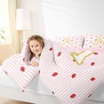 thumbnail image 5 of Meiyoeat Cute Gold Letter A Twin Bedding 7-Piece for Girls, Strawberry Stripe Print Bedding Comforter Set, Pink Red,Pink Reversible, 5 of 6