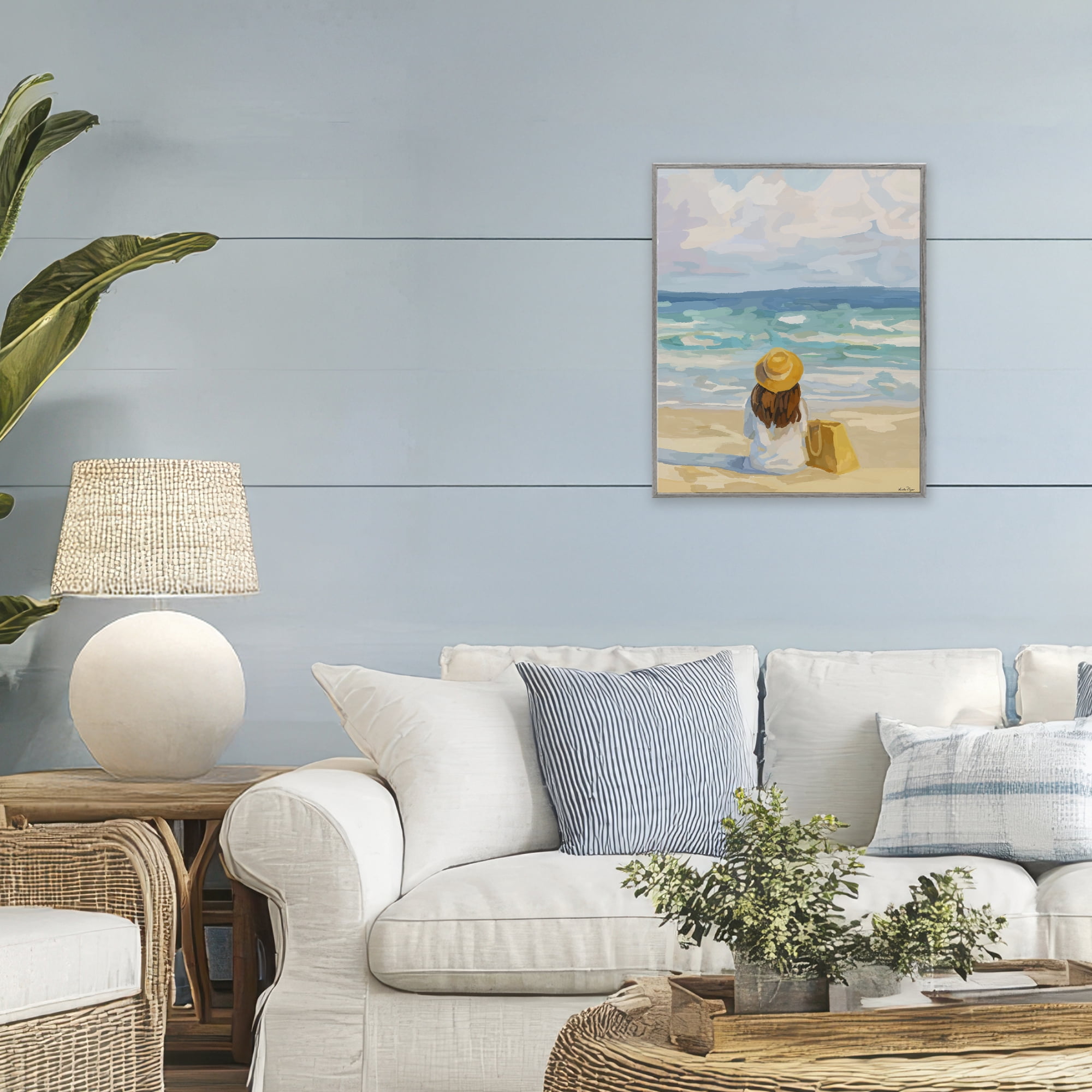 Stupell Industries Peaceful At The Beach Gray Framed Giclee Art, design by Amelia Noyes
