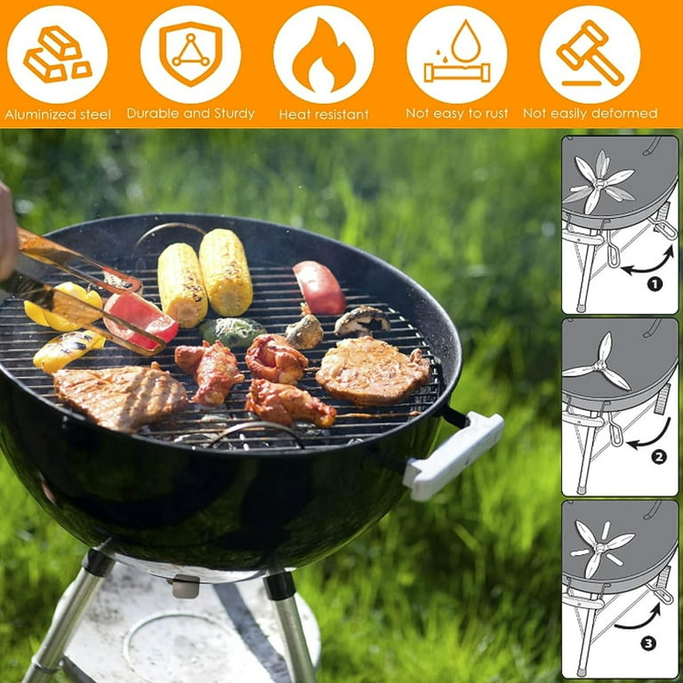 22 1 2 Inch One Touch Cleaning System Kit for Weber Kettle Grills Suitable Replacement Weber Grill Parts Silver