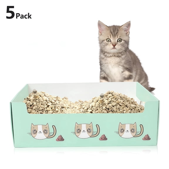 ACDANC 5Pack Disposable Cat Litter Boxes - Portable Leak-Proof Waterproof, Indoor Outdoor Use Small Cat Litter Box for Small Cats & Small Animals