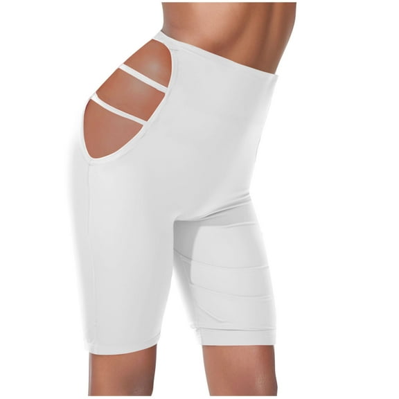 Xysaqa Women's Side Cutout High Waisted Yoga Leggings Comfy Above Knee Butt Lifting Booty Shorts Stretch Workout Running Short Pants S-3XL