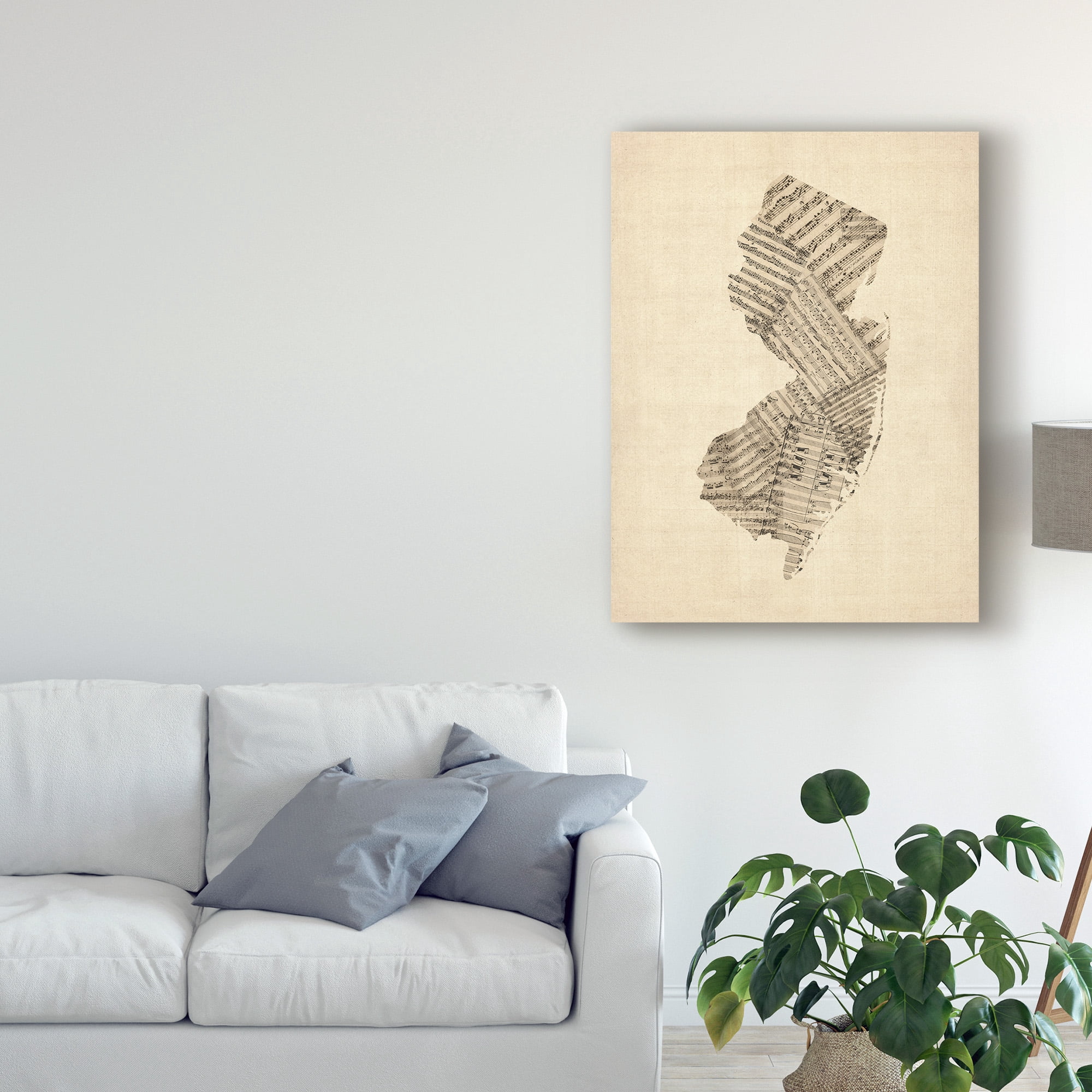 Trademark Fine Art 'Old Sheet Music Map of New Jersey' Canvas Art by Michael Tompsett