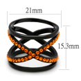 thumbnail image 2 of Luxe Jewelry Designs Women's Black IP Stainless Steel Ring with Orange Crystals - Size 6, 2 of 4