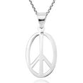 thumbnail image 2 of AeraVida Unisex Trendy Love and Peace Symbol No War Oval-Shaped .925 Sterling Silver Pendant Necklace, 2 of 3