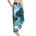 thumbnail image 3 of Cauagu Tropical Paradise Window View Pajama Pants for Women Loose Fit Wide Leg Trouser Pants Casual Elastic Waist Drawstring Lounge Pants, 3 of 6