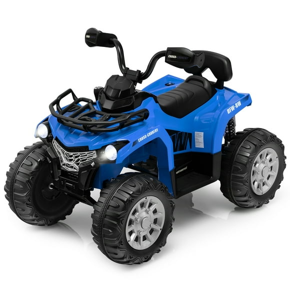 Costway Cuatrimoto eléctrico de 12 V para niños, 4 ruedas, 2 velocidades, MP3 y faros delanteros, color azul