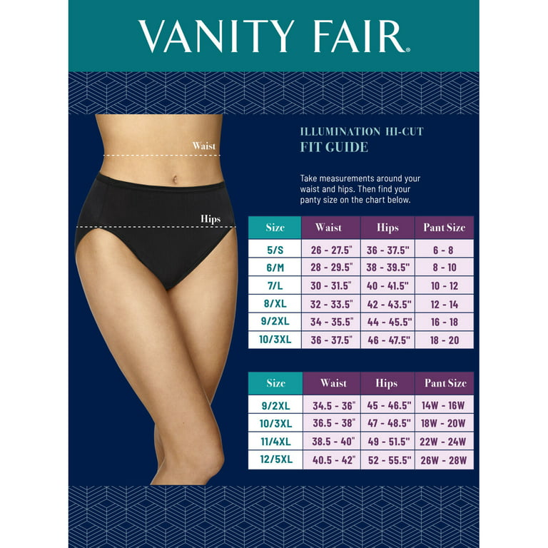 Vanity Fair Women's Illumination Hi-Cut Underwear, 3 Pack