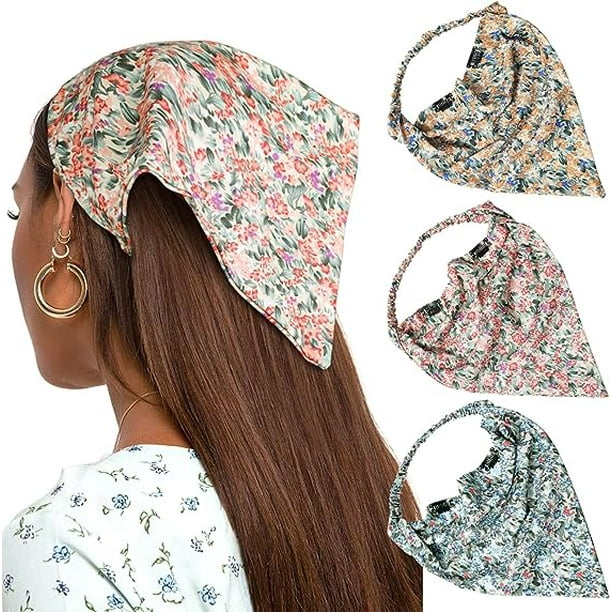 3-Pack Boho Head Scarves, Tie-Back Design, Polyester Hair Bandanas HBlife 4 Pack Hair Bandanas Tie-Back Triangle Boho Head  main image 4