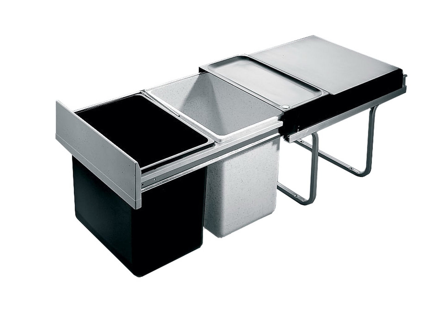 Richelieu 3640 Bottom Mount Double Bin Trash Can Black