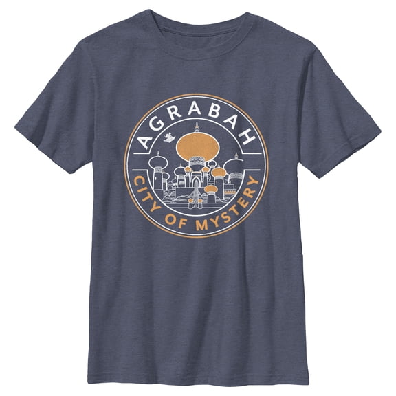 Boy's Aladdin Agrabah Cave of Wonders Graphic Tee Navy Blue Heather Large