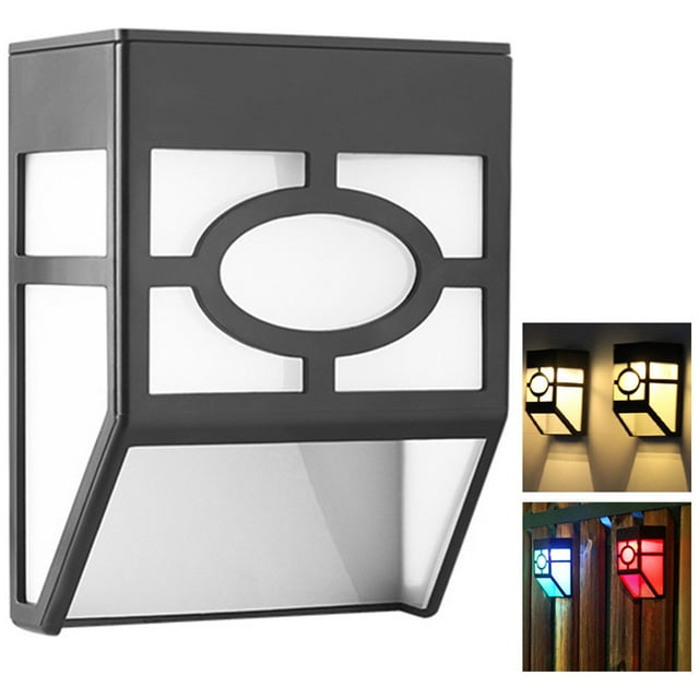 MesaSe Solar Wall Light Outdoor LED Solar Fence Light Auto ON/OFF Solar Deck Light IP65 Waterproof Solar Step Light with Warm Light and RGB Lighting
