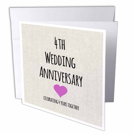 3dRose 4th Wedding  Anniversary  gift Linen  celebrating 4 
