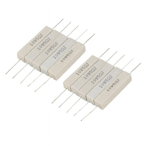 10Pcs Wirewound Ceramic Cement Resistor 5 Ohm 10W Watt 5%