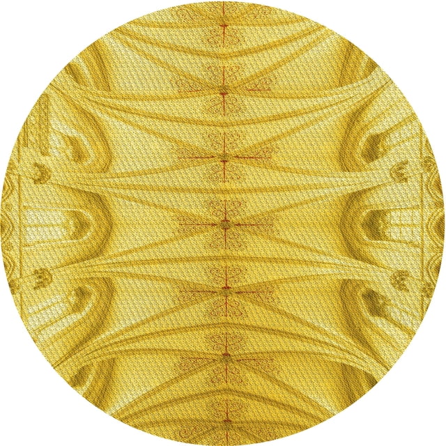 Ahgly Company Tapis Rond Lavable en Machine Intérieur Transitionnel Jaune Banane, 6 Pieds Rond