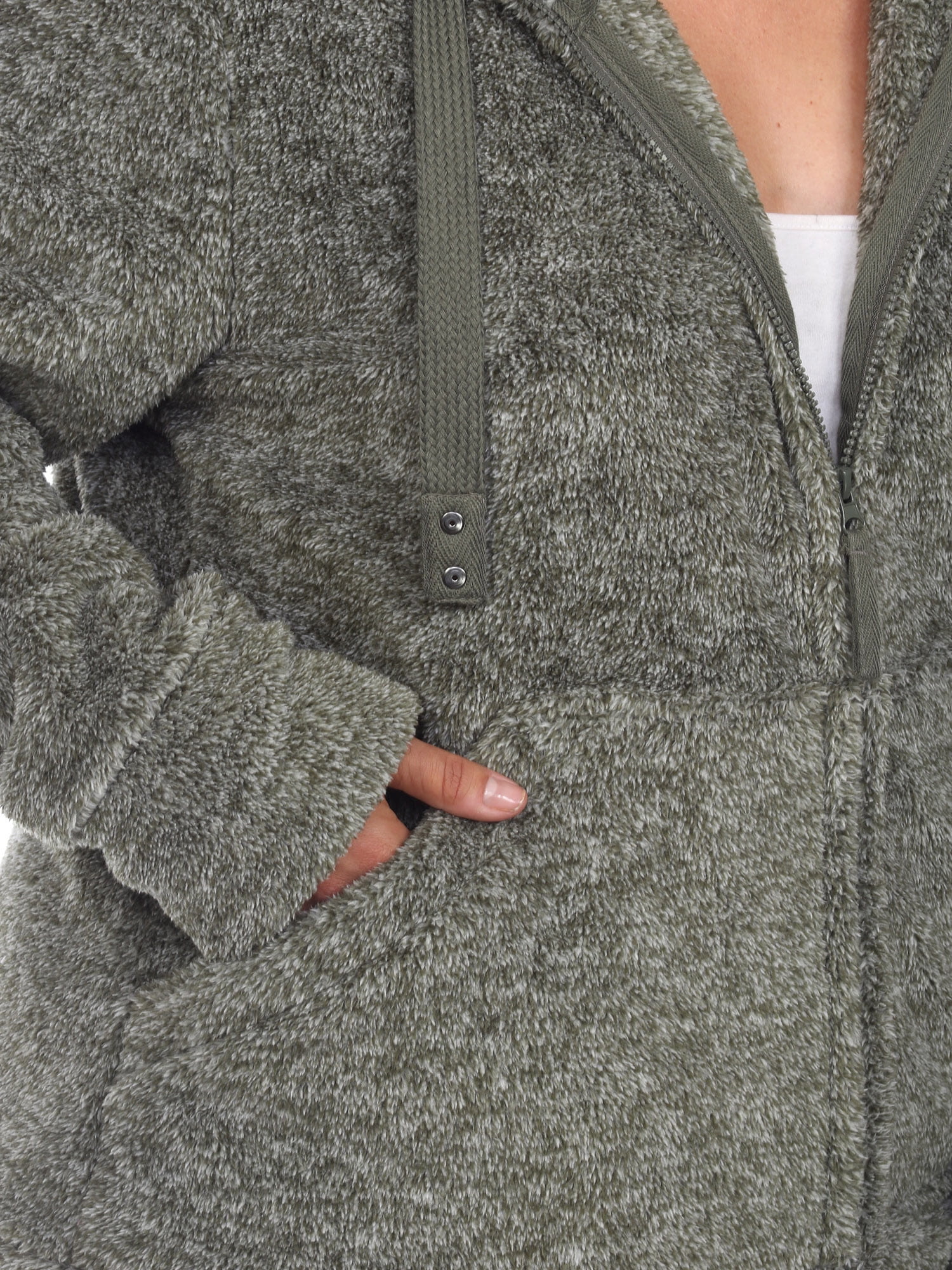 White Mark Women's Plus Size Hooded Sherpa Jacket
