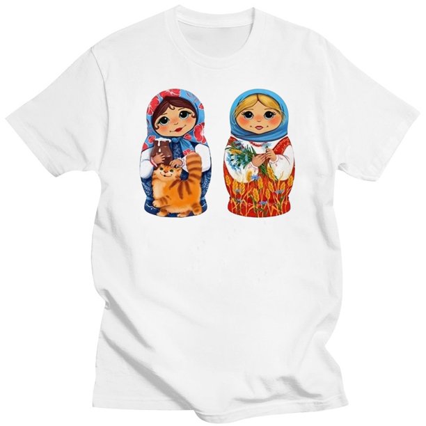 Camiseta para mujer con dos muñecas Matryoshka imagen de camiseta gráfica Vintage