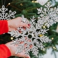 thumbnail image 6 of Ayieyill Christmas Snowflakes Large Snowflakes Ornaments 8 Pieces - 12'' Glitter Snowflakes Decorations Christmas Hanging Snowflakes for Winter Christmas Tree Decorations Craft Snowflakes (Silver), 6 of 6