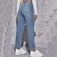 thumbnail image 6 of JNGSA Mom Jeans,Women's High Waist Straight Leg Ripped Jean Distressed Denim Pants 2023 New Washed Straight Leg Denim Trouser Streetwear Light Blue, 6 of 6