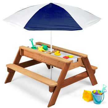 Best Choice Products Kids 3-in-1 Picnic Table with Umbrella