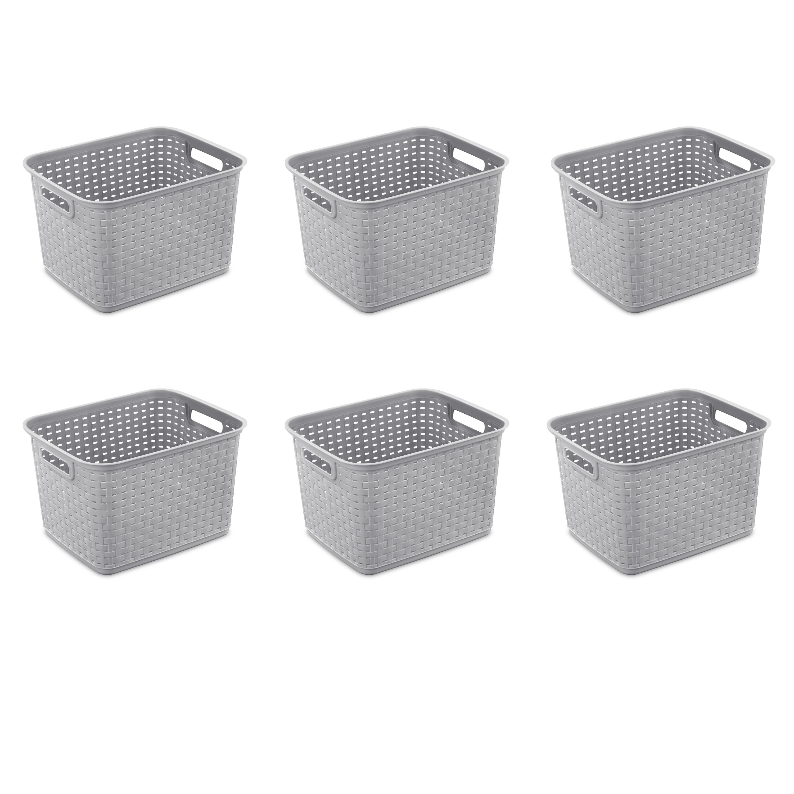 Sterilite Tall Weave Basket Cement Set of 6