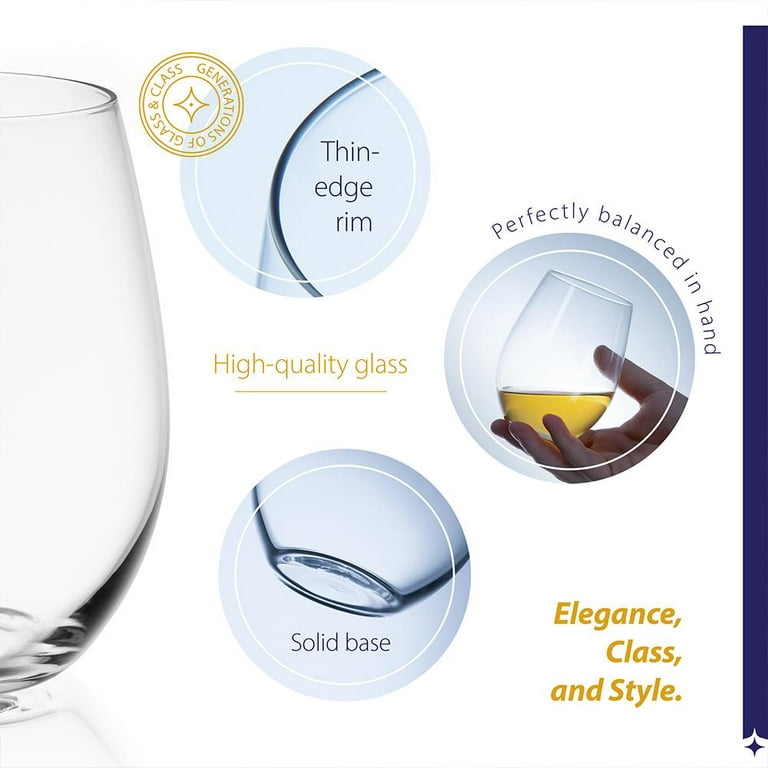 JoyJolt Spirits Stemless Wine Glass, Set of 8 Dishwasher Safe Stemless Wine  Glass 