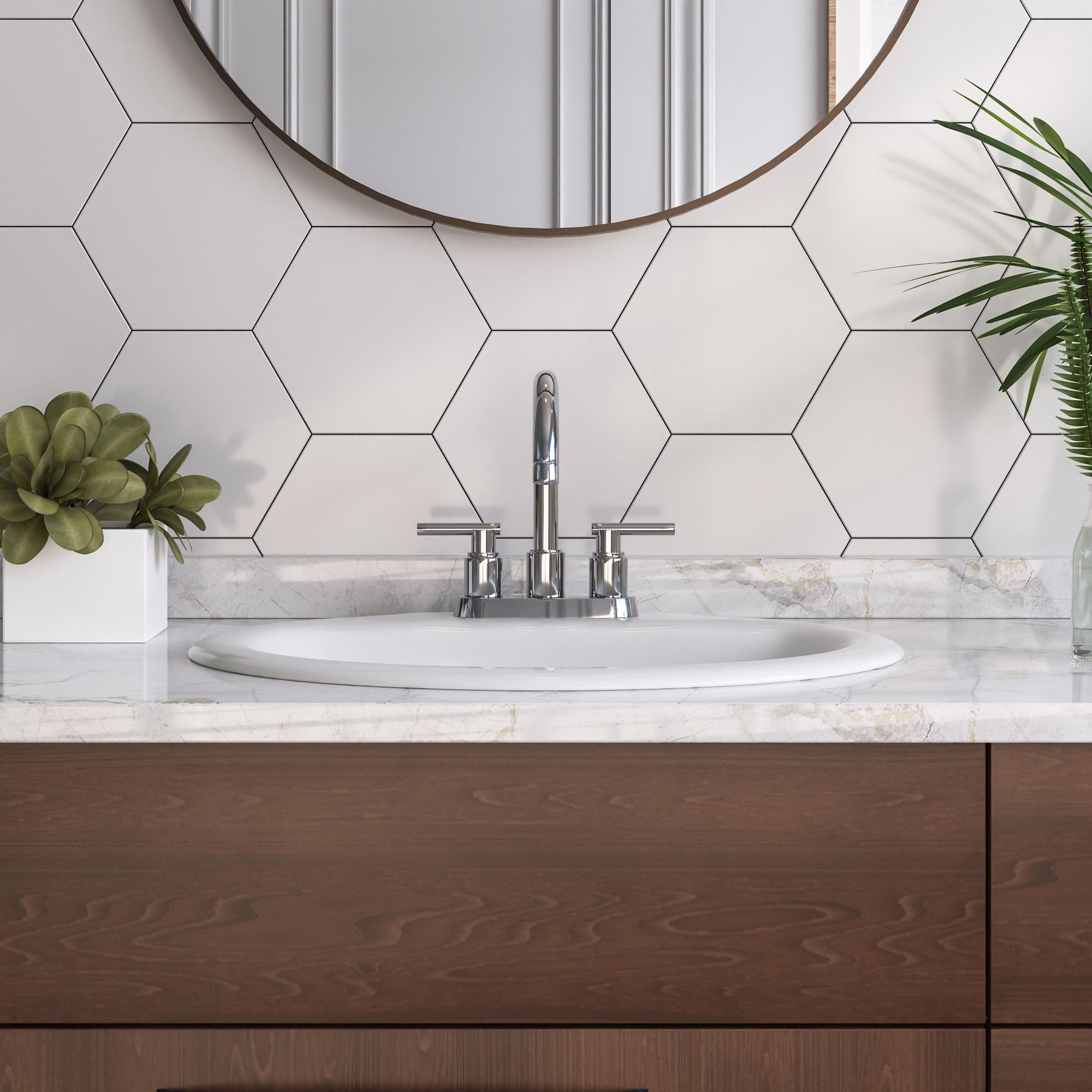 DeerValley DV-1DS0120 20" x 17" White Oval Vitreous China Drop-in Bathroom Sink with Overflow