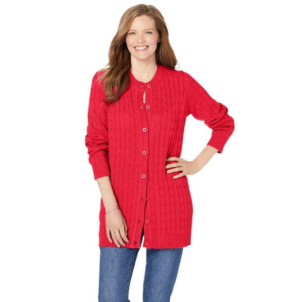 Woman Within Women S Plus Size Cable Knit Cardigan Sweater Walmart Com Woman Within Women S Plus Size Cable Knit Cardigan Sweater Walmart Com