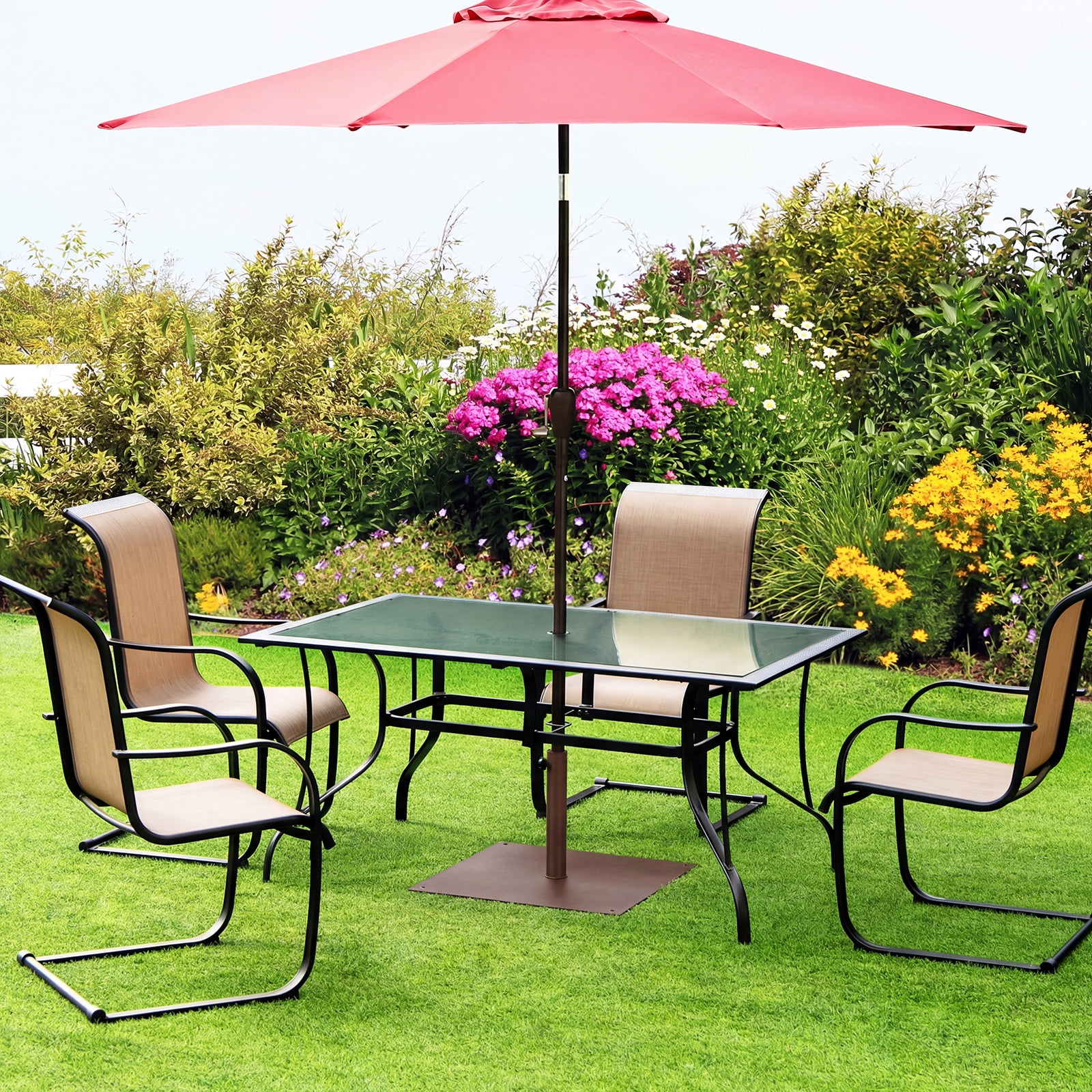 Gymax 25'' Square Patio Umbrella Base Weighted 42 LBS Outdoor Market Stand Footpads