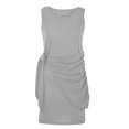 thumbnail image 4 of Fartey Tie Front Tank Dress for Women Sleeveless Scoop Neck Dresses Slim Fit Solid Color Bodycon Wrap Mini Dress High Elastic Summer Trendy Dress Gray S-2XL, 4 of 6