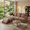 Brown, variant on 86" L-Shaped Sectional Sofa with Movable Ottoman & Storage, Linen Fabric Corner Couch for Small Living Room, Gray