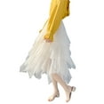 thumbnail image 2 of Caitzr Sexy Mesh Black Tulle Skirt for Women Girls Irregular Elastic Tulle Bubble Skirt Tiered Layered Tulle Tutu A-line Midi Skirt, 2 of 7