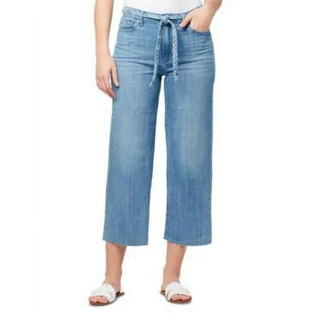 MSRP $80 William Rast Braided-Belt Wide-Leg Raw-Hem Jeans Blue Size 30