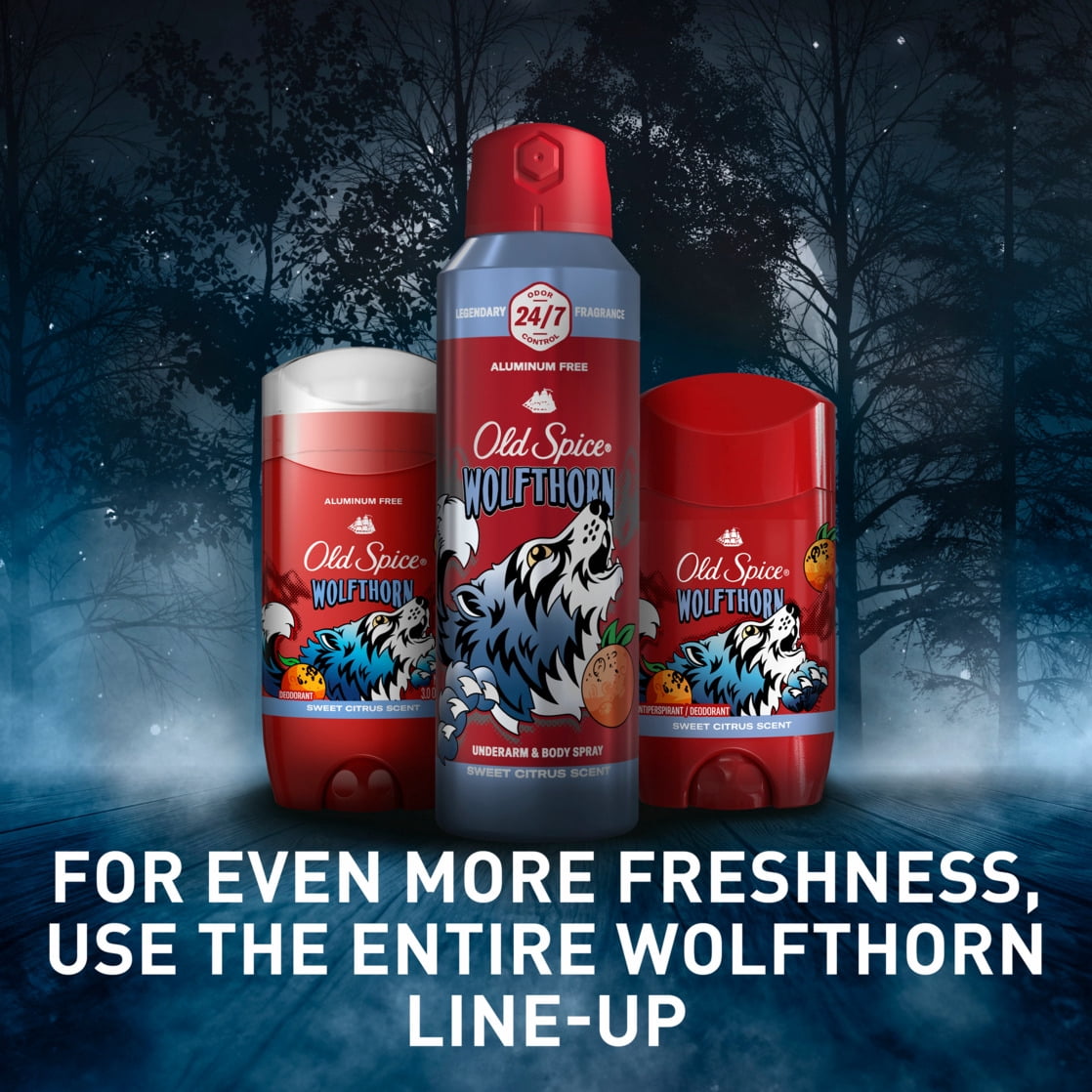 Old Spice Deodorant for Men, Wolfthorn, Aluminum-Free, 24/7 Freshness, 3oz Twin Pack