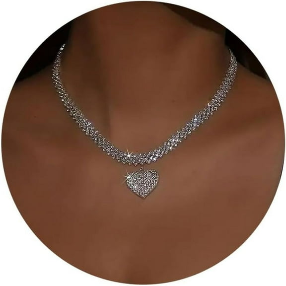 Silver Rhinestone Tennis Necklaces For Women, Dainty Adjustable Layered Twist Rope Cubic Zircon Diamond Butterfly Necklace, Iced Out Heart Jewelry Gifts[o7551]
