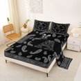 thumbnail image 2 of jejeloiu Chic Paisley Queen Sheets For Men Women,Initial Letter A Queen Sheet Sets,Black White,4-Piece,1 Flat Sheet, 1 Fitted Sheet and 2 Pillowcases, 2 of 6