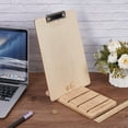 thumbnail image 4 of Wooden Clipboard Holder 9.45x5.5x0.7inch PapayaWhip Color Bamboo Clipboard Holder with 5 Slots Rectangle Bamboo Organizer Stand for Documents Office Classroom Tabletop Display PapayaWhip, 4 of 5