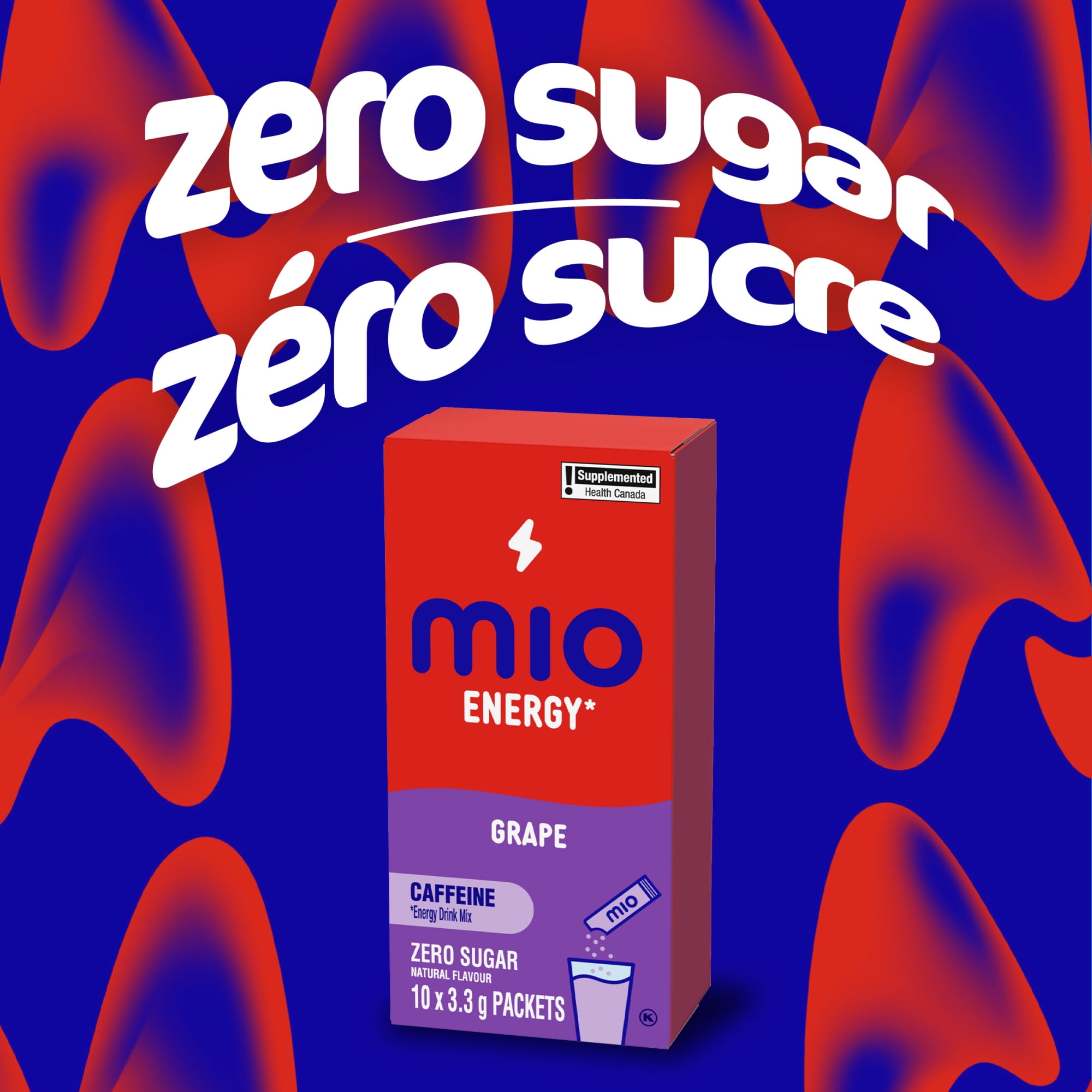 mio Energy Grape Energy Drink Mix, 3.3 g Packets, 10 ct Box, 10pk