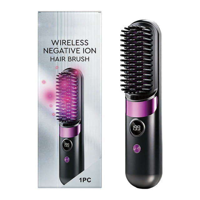 Hair Straightener Brush 4 Temp Adjustable Comb Quick Styling Tool Rechargeable Cordless Hair Straightener Personal Care For Travel Hotel