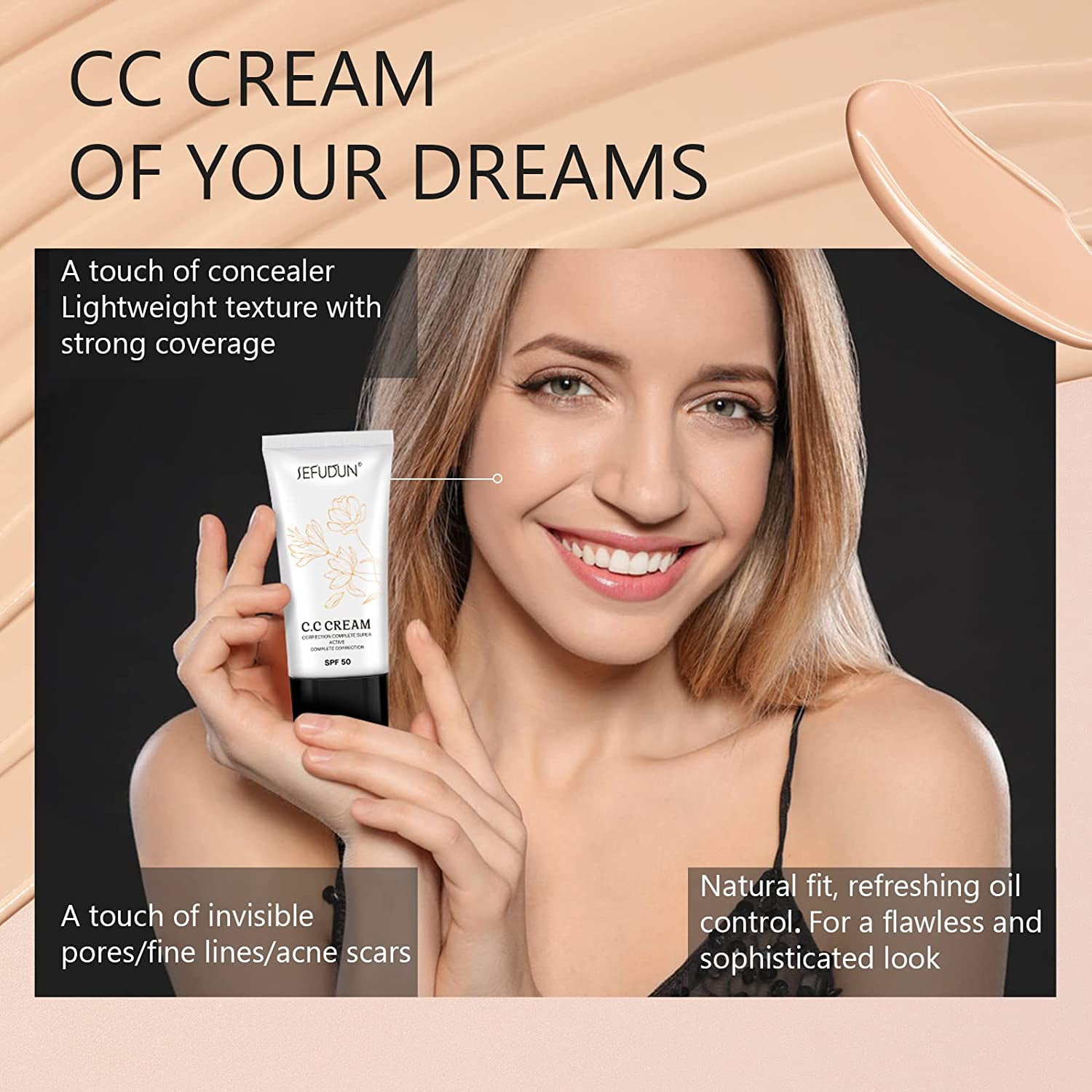  SACG Cosmetics Cc Cream, Skin Tone Adjusting Cc Cream Spf 43, Colour  Correcting Self Adjusting for Mature Skin , Long-lasting Full Coverage  Blemishe (2pcs,Ivory White) : Beauty & Personal Care