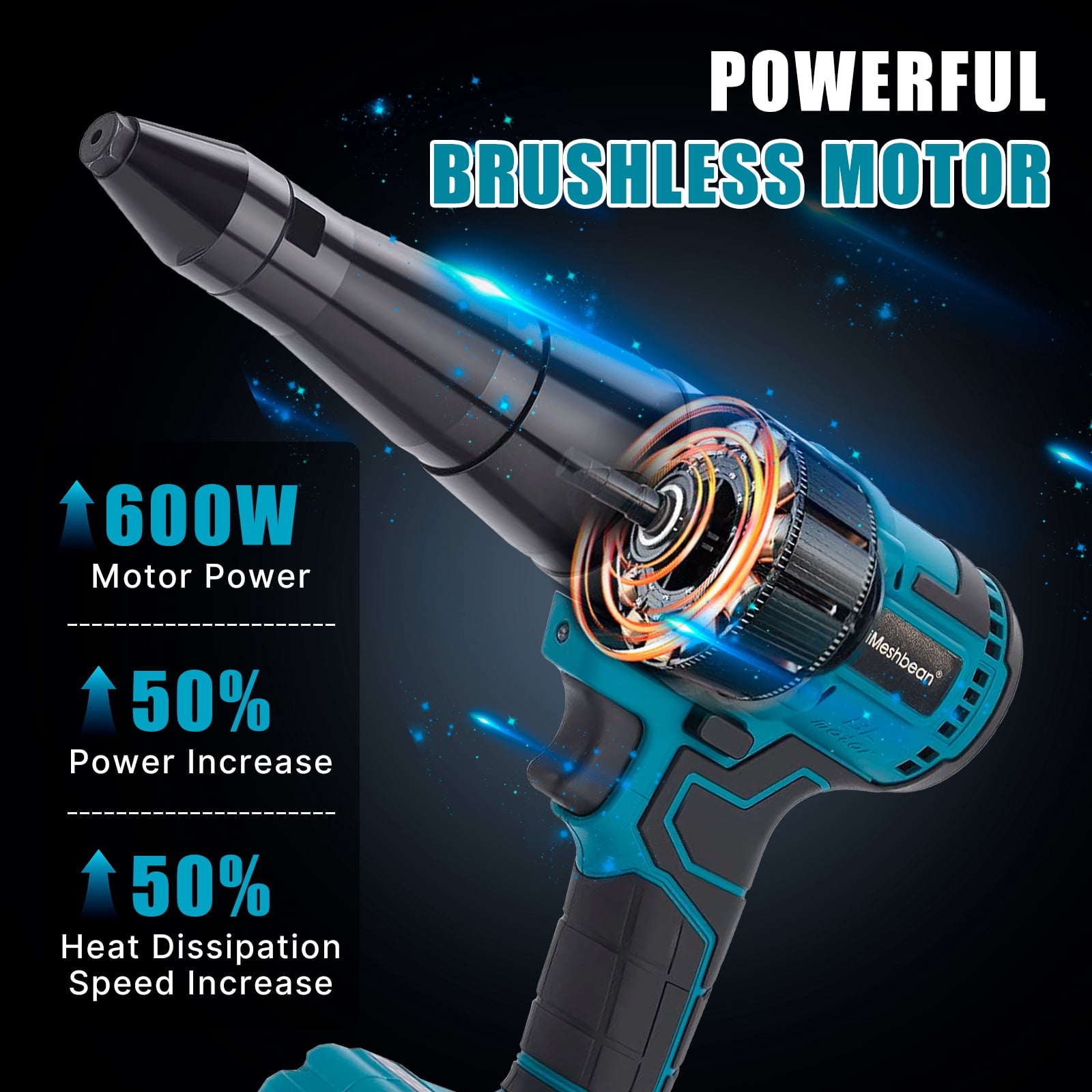 iMeshbean Cordless Rivet Gun, with Battery and Charger, 21V