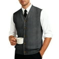 thumbnail image 3 of Men's Casual Sleeveless Knit Vest with Button Closure, V-Neck Lightweight Waistcoat, Ideal for Office Attire and Everyday Comfort Dark Gray S, 3 of 3