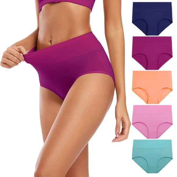 Calzoncillos Molasus de algodón suave para mujer, cintura alta, 5 unidades